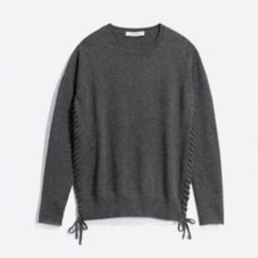 Kokun Jennah Cashmere Lace-Up Sweater Gray Sz S